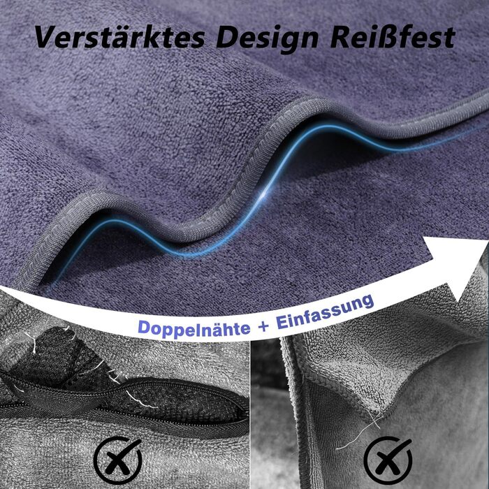 Набір рушників для фітнесу - великий 135×50 см з кишенею на блискавці & спортивний рушник 100×30 см - з високоякісної мікрофібри, швидковисихаючий та м'який - з мішком для зберігання - для спортзалу, тренувань, йоги, фітнесу. Глибокий фіолетовий колір