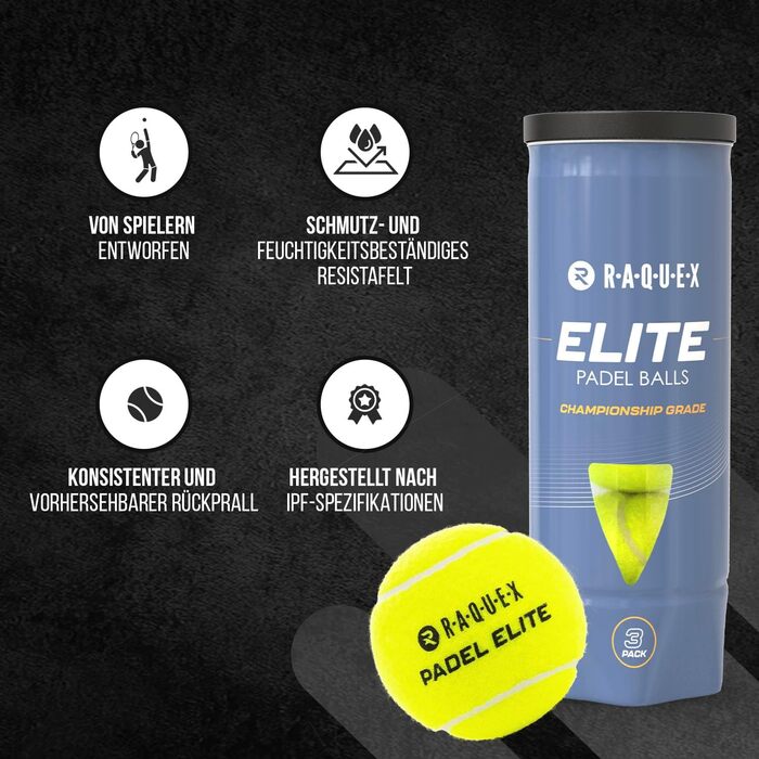 М'ячі для падел-тенісу Raquex Elite – Доза 6 шт. – 2 швидкості – Elite Pace Padel Pro для швидкої гри