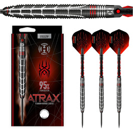 Дротики Harrows Atrax 95% вольфрамові зі сталевим вістрям, набір 21-26 г, карбонові штифти та пера 100 мікрон