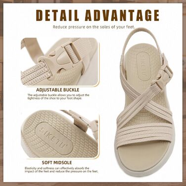 Сандалі жіночі літні Bequeme (Німеччина) 39 EU бежеві з ортопедичною устілкою для прогулянок та відпочинку