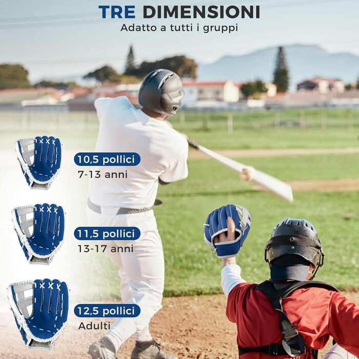 Рукавиця для бейсболу та софтболу дитяча/доросла, з м'ячем, 12.5 дюймів (синьо-біла)