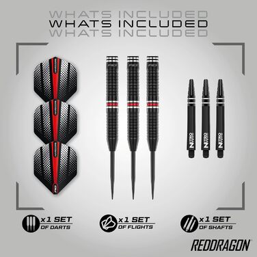 Професійні дартс дротики RED DRAGON Razor Edge ZX-95, вольфрам, 26 г, сталевий наконечник, з оперенням і шафтами