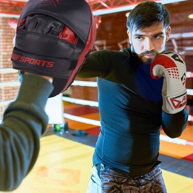 Боксерські рукавички Pratzen Rex Leder: рукавички для ударів, захисні подушки, тренування з самооборони, бокс, кікбоксинг, тайський бокс, таеквондо (червоні)