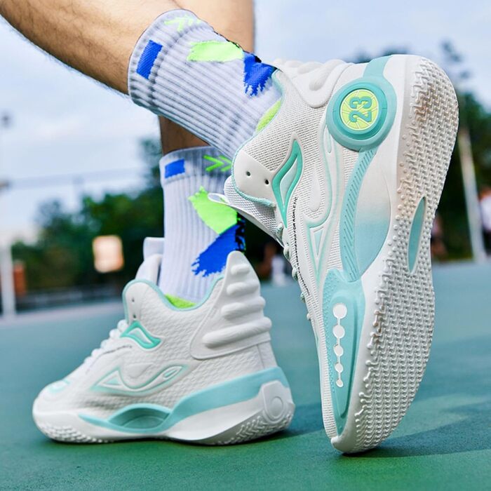 Баскетбольні кросівки High Top з антиковзким покриттям, легкі та зручні. Білі (41 EU, 2wei® Grün)