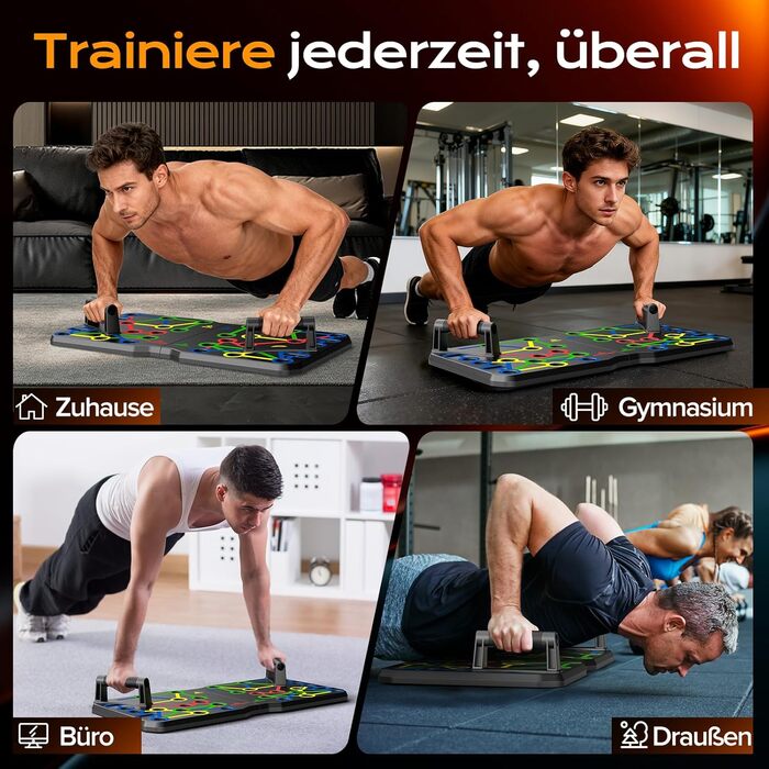 AERLANG Дошка для віджимань, портативна, багатофункціональна, складана, 10-в-1, ручки для віджимань, професійний тренажер для силових тренувань, багато кольорів