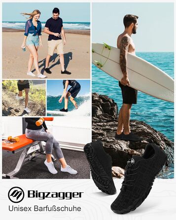 Чоловічі та жіночі босі кросівки Barfuss Schuhe для літа, басейну та трейлраннінгу. Швидка сушка, широка передня частина, Zero-Drop підошва. Колір: білий (C1), чорний (D1). Розмір: 41 EU