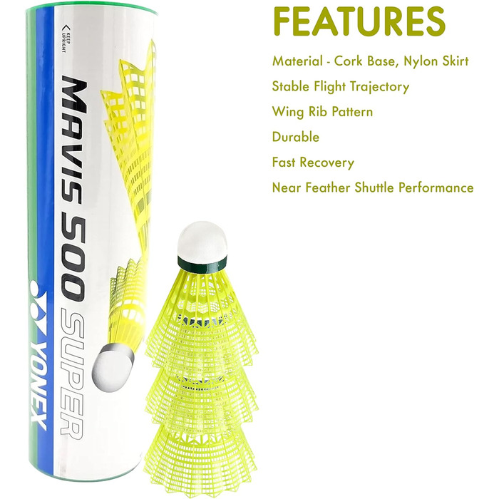 Волан Yonex Mavis 500 Super Nylon (Жовтий) - Упаковка 6 шт. (Японія)