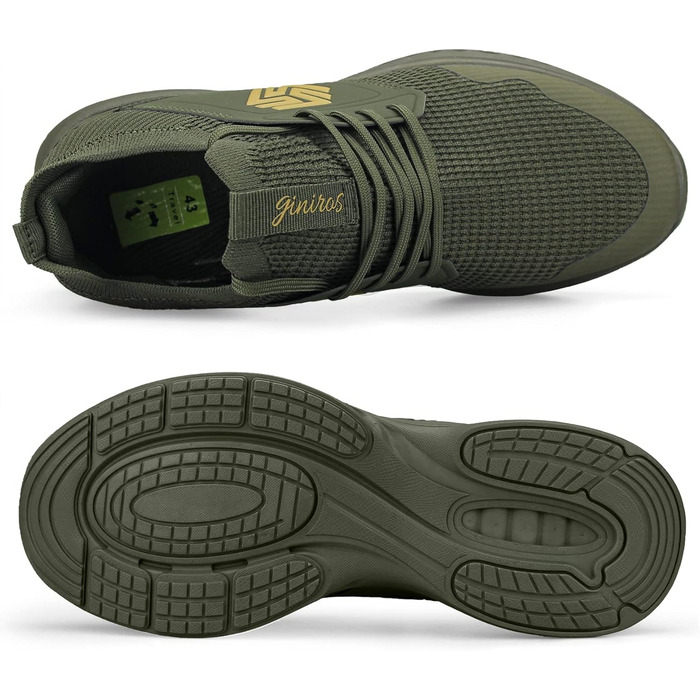 Чоловічі кросівки для ходьби та бігу Slip-On, неслизькі, дихаючі, легкі, для тренувань та залу, розмір 42.5 EU, колір хакі