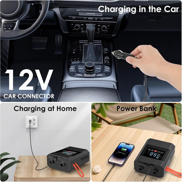 Diealles Shine Sup Pumpa Elektrichna 12000mAh, 20 PSI: Акумуляторна електрична повітряна помпа для SUP, човнів, каяків