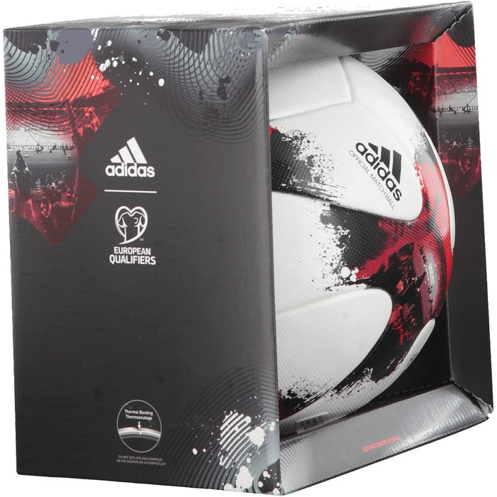 Футбольний м'яч adidas European Qualifier OMB, розмір 5, білий/червоний/чорний