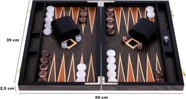 Набір для гри в шашки Engelhart Luxus 250547 з горіховим шпону, лакований (15 дюймів, ебенволовий коричневий)