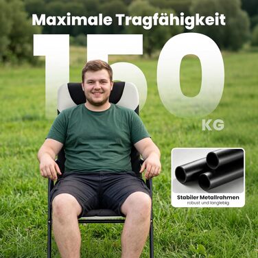 Набір складаних крісел для кемпінгу та рибалки Homecall з 5-рівневим регулюванням спинки, м'яка оббивка, білі (2 шт.)
