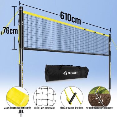 Мережа для бадмінтону професійна, нейлон, для вулиці та залу