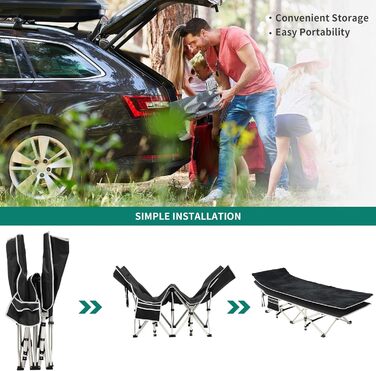 Зручне розкладне ліжко YITAHOME для кемпінгу та відпочинку на природі. Міцне, розкладне ліжко з матрацом, чорного кольору. Ідеально для подорожей та відпочинку на відкритому повітрі.