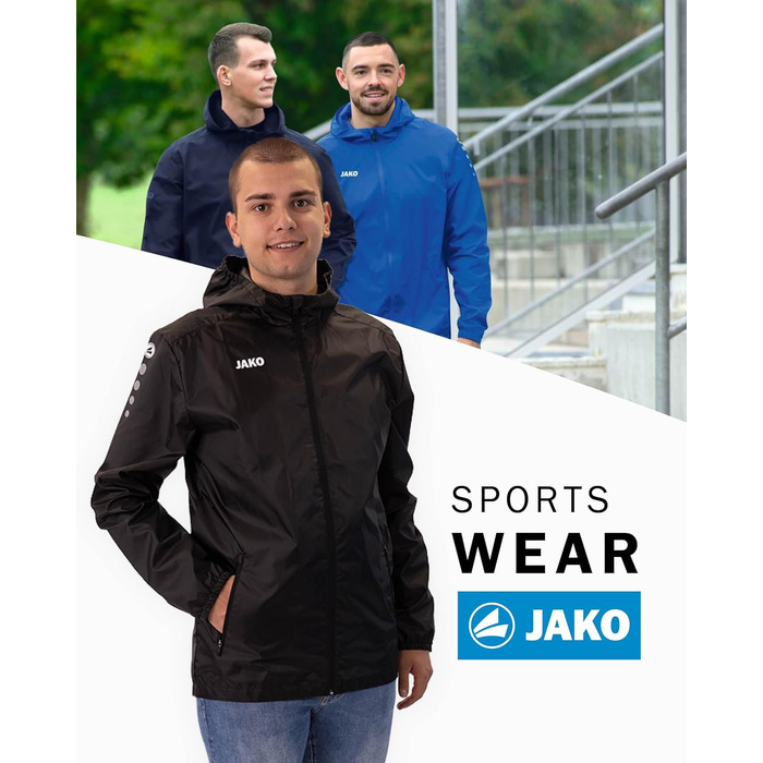 Чоловіча водонепроникна куртка JAKO Regenjacke, колір чорний, розмір L