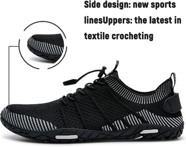 Аквашузи IceUnicorn Strandschuhe для плавання та пляжу (42 EU, чорні, швидковисихаючі)