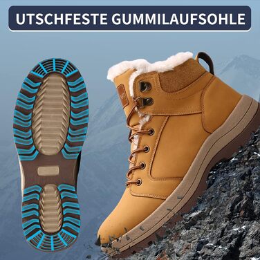 Теплі зимові черевики VisionReast з підкладкою, водонепроникні, для піших прогулянок, трекінгу, хайкінгу, для чоловіків та жінок, з шнурівкою, неслизькі, Outdoor (47 EU, Жовті)
