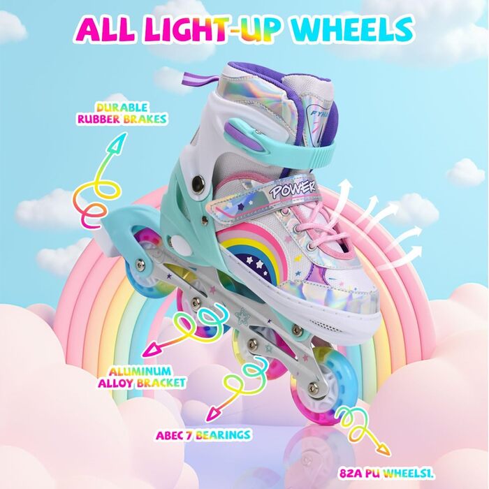 Дитячі ролики Kinder для дівчаток, регульовані, 4 розміри, для використання в приміщенні та на вулиці