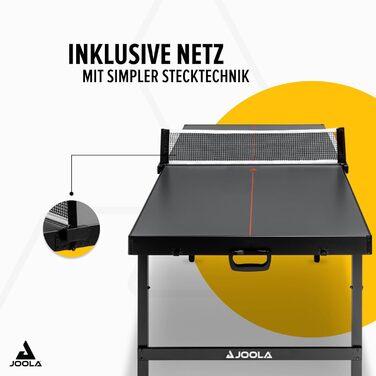 Стіл для настільного тенісу JOOLA Midsize з сучасним дизайном (сірий/оранжевий), включає сітку. Чорний / зелений