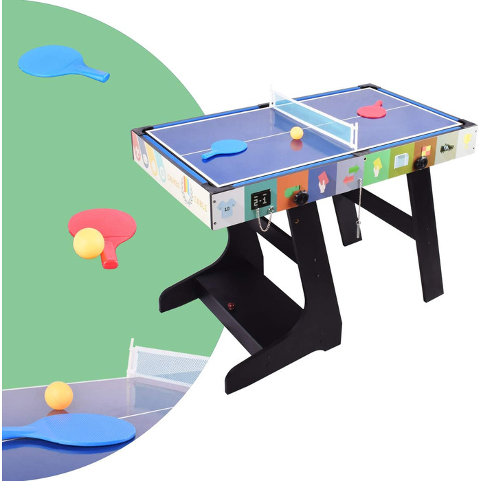 4 в 1 ігровий стіл OYE: футбол, теніс, хокей, більярд - MDF, 124x82x61 см