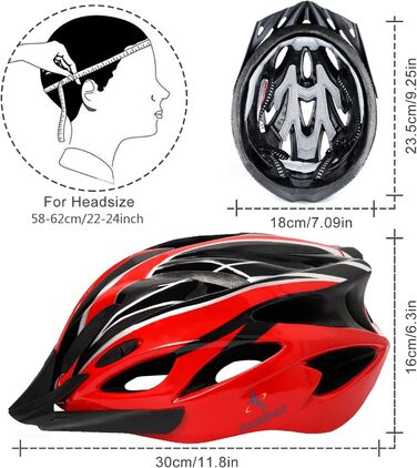 Велосипедний шолом ioutdoor для дорослих, CE EN1078, EPS + PC, з візором, регульований (56-62 см), червоно-чорний