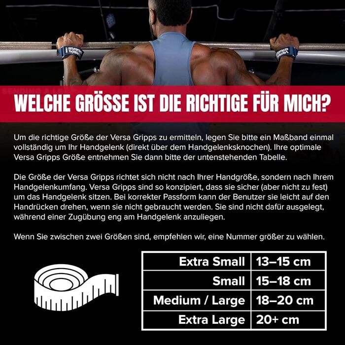 VERSA GRIPPS® PRO Оригінальні тренувальні грипси для силових вправ (США) - Чорні, Розмір M/L (18.1-20.3 см)