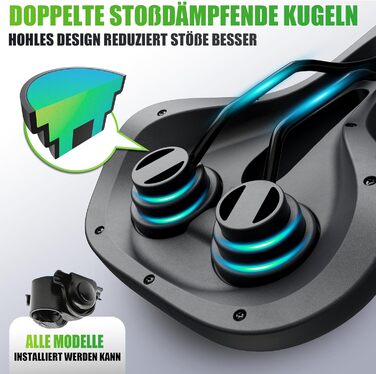 RBRL Велосипедне сідло – Комфортне широке сідло з Memory Foam та подвійною амортизацією, водонепроникне, для MTB, BMX, шосе, комфортне та ергономічне міське сідло