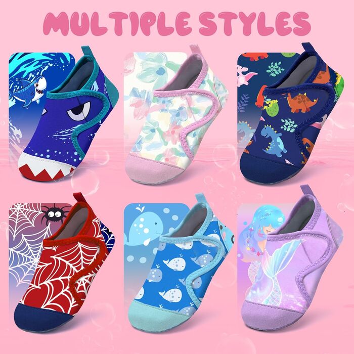 Дитячі шльопанці WateLves для плавання та відпочинку на пляжі (32/33 EU, Рожево-блакитний)