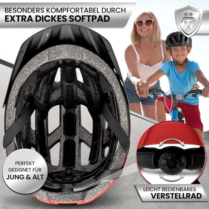Велошолом Dunlop з підсвіткою, ультралегкий, універсальний для дорослих і дітей, з візором і заднім ліхтарем для міста