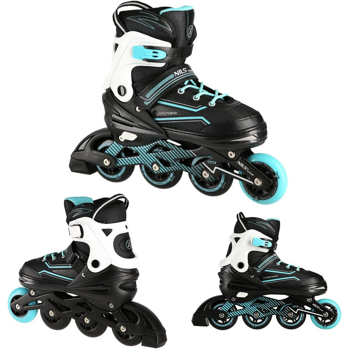 Інлайнерочки Nils для дівчаток, ABEC 7, регульовані, розмір 35-38, блакитні