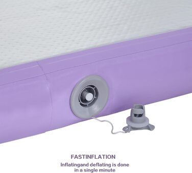 Гімнастичний мат Air Track для тумблінгу та йоги з електричним насосом, водонепроникний та протиковзний, фіолетовий (300x100x10 см)