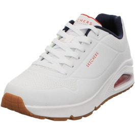 Кросівки Skechers Uno Stand On Air для чоловіків, білі, Durabuck, темно-синій, червона окантовка, 41.5 EU