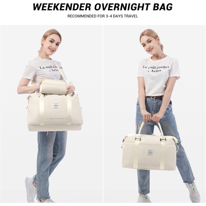 Спортивна сумка LOVEVOOK для жінок: водонепроникна дорожня сумка-мішок, 35L, бежева