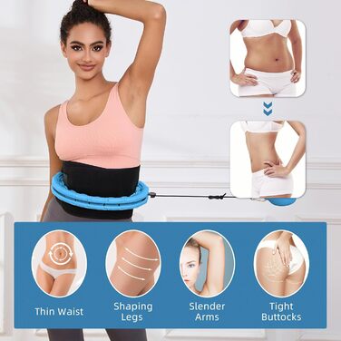 Гнучкий обруч для схуднення Weighted Hoop Plus Size, 32 секції, масажний, для дорослих та початківців (Синій)