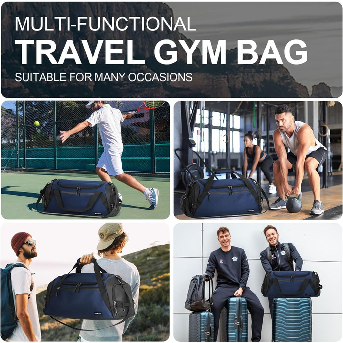 Спортивна сумка FIORETTO 35L з відділенням для взуття та мокрого одягу, водонепроникна, для тренувань, спортзалу, подорожей, плавання, сауни, футболу (зелена/оливкова, блакитна 45л)