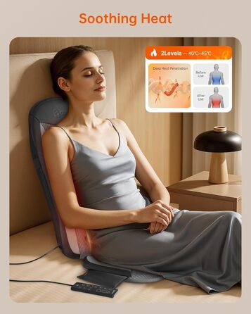 Масажне сидіння Comfier з функцією Shiatsu для шиї та спини, з підігрівом, для офісу та дому