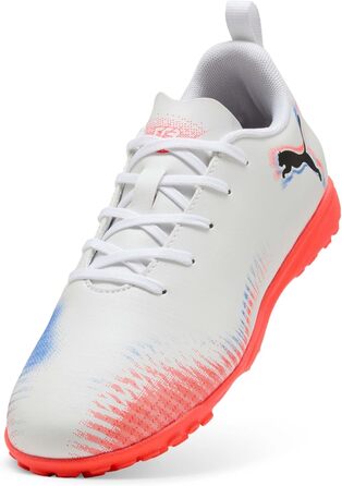 Дитячі футбольні бутси PUMA Future 8 Play TT Jr, 38.5 EU, білий/чорний/червоний (світловий ефект)