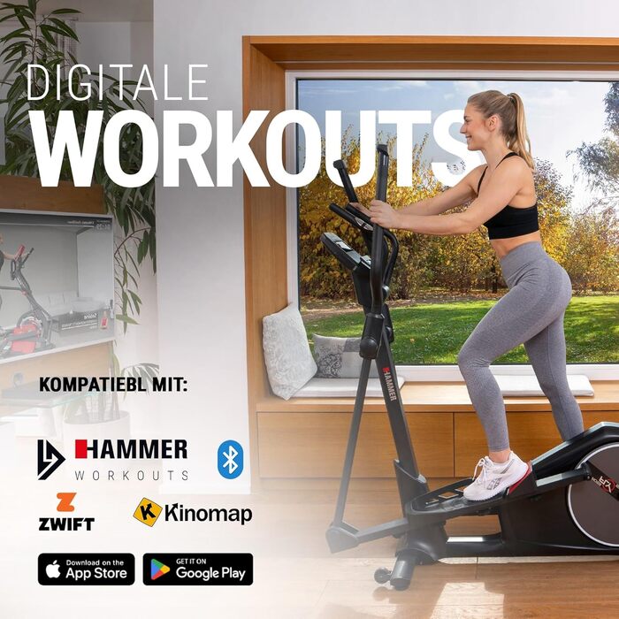 Елептичний тренажер HAMMER Crossfly BT з Glute Shaper, 24 програми, сумісний із Zwift і Kinomap