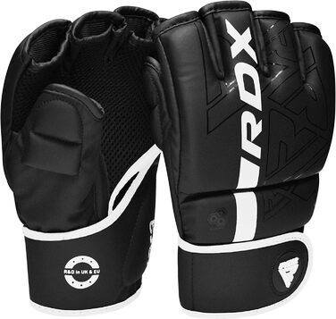 Боксерські рукавички RDX Profi MMA: шкіряні, для тренувань, ударів, боксу, муай-тай, кікбоксингу, паррінгу та греплінгу (чорний, L)