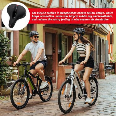 Зручний велосипедний сідло з амортизацією та дихаючим матеріалом. Потовщене та широке сідло для велосипеда з світловідбиваючим дизайном для нічних поїздок