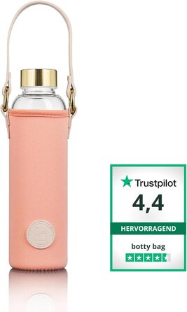 Скляна пляшка Botty Bag 550 мл з неопреновим чохлом, герметична, для гарячих і холодних напоїв, коралова