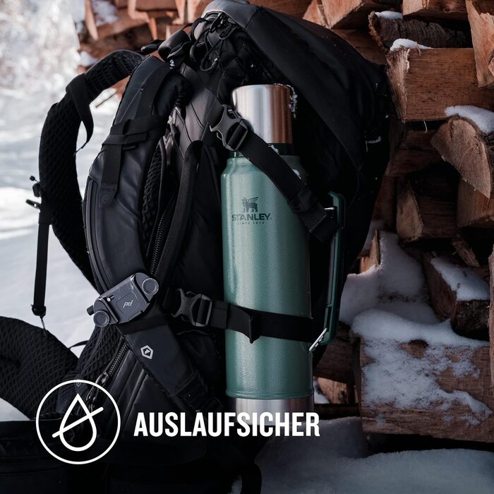 Термос Stanley Classic Legendary 1 л – зберігає тепло/холод до 24 годин, нержавіюча сталь, BPA Free, для напоїв, зелений Hammertone, можна мити в посудомийній машині