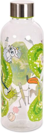 Пляшка для води Rick and Morty Elbenwald 850 мл з портальним малюнком, прозоро-зелена, пластикова, з гвинтовою кришкою, 22,5 см