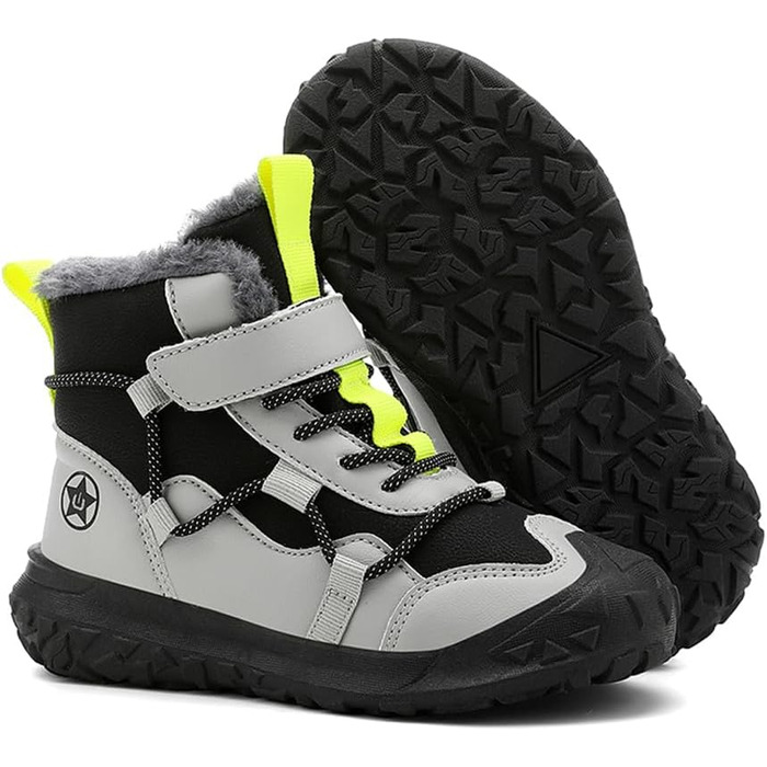 Водонепроникні зимові черевики для дітей: зимові чоботи для дівчаток та хлопчиків, утеплені, для активного відпочинку, неслизькі, сірі (28 EU)