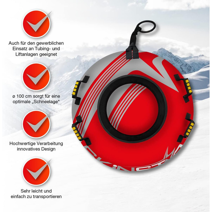 Сніговий валянок SkinStar Profi - червоний, Ø100 см - для катання на снігу