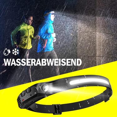 Налобний ліхтар LED перезаряджуваний USB, 350 люмен, 5 режимів, водонепроникний IPX4, для бігу, риболовлі, 2 шт.