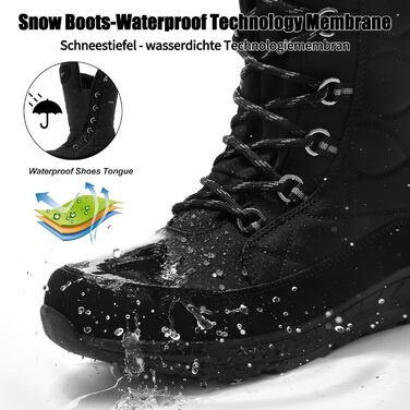 Зимові черевики жіночі водонепроникні, теплі, зручні, антиковзні, для піших прогулянок, трекінгу, відпочинку. Розміри 37-42 EU (Чорний, 37 EU)