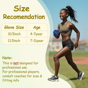Рукавичка для бейсболу Urby для лівшів, дитяча та юнацька, 11.5 дюймів (7-11 років), чорно-синя