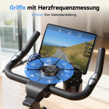 YPOO Велотренажер для дому, тихий велотренажер з регульованим магнітним опором, велотренажер для кардіотренувань з комфортним сидінням, тримачем для планшета, LED-монітором, до 160 кг, чорний