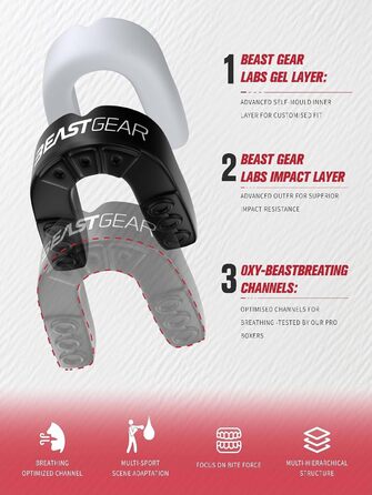 Захисна капа Beast Gear - для боксу, MMA, регбі, кікбоксингу, джудо, карате, хокею та бойових мистецтв. Зручна коробка для зберігання. Захищає зуби, ясна та щелепу. Білий.